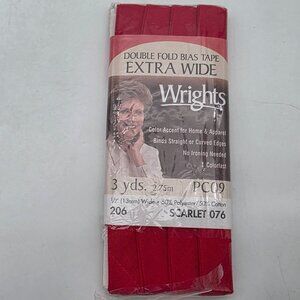 Wrights Double Fold Extra Wide Bias Tape Scarlet 076 3 Yards 1/2" Wide